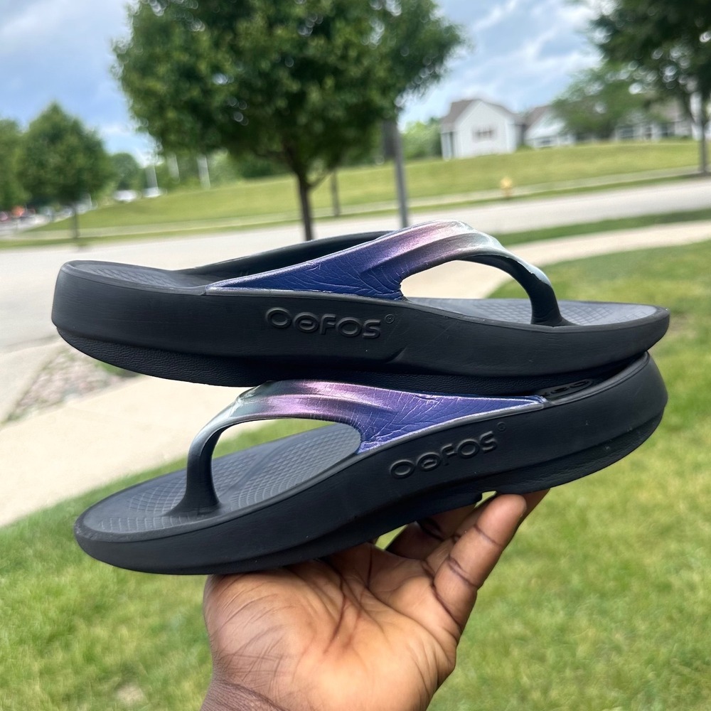 OOFOS OOlala Women's Luxe Limited Edition Thong Comfort Sandals Size 7 Calypso - Picture 10 of 13